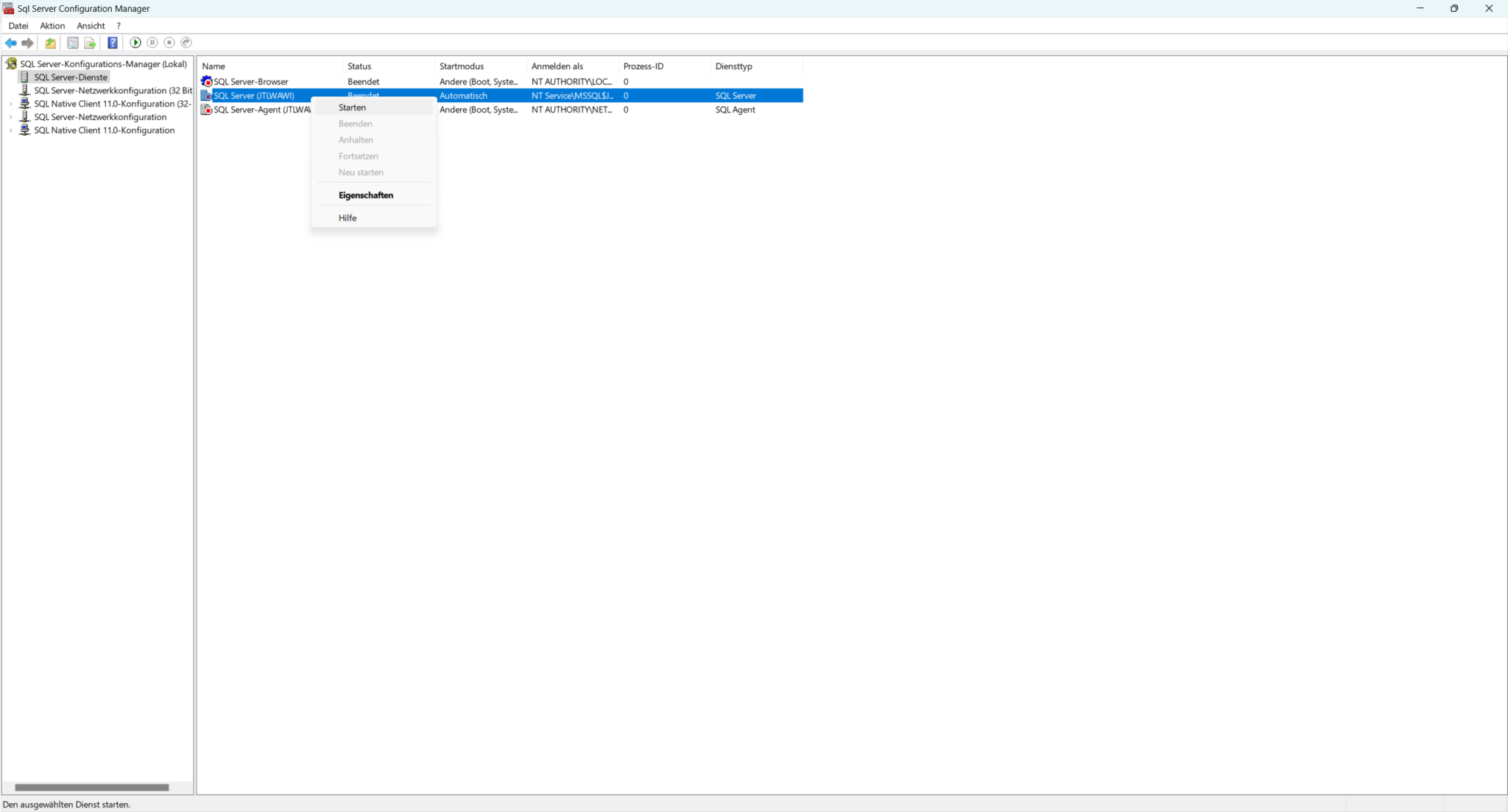 Microsoft-SQL Datenbank einfach neu starten - Hash#Net